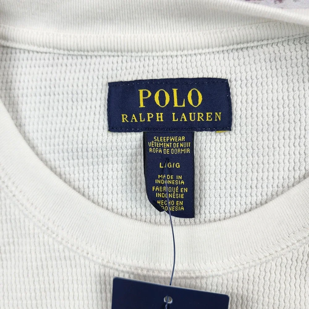 Polo Ralph Lauren Mens Large Embossed Waffle Long Sleeve Thermal Sleep Shirt NWT